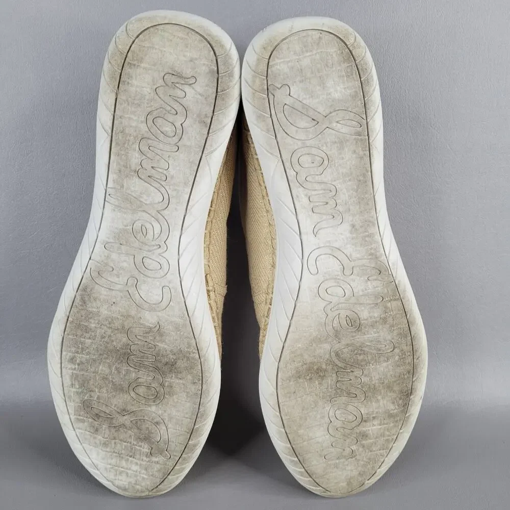 Sam Edelman Womens Kassie Espadrille Slip On Flats Size 10 M Beige Metallic